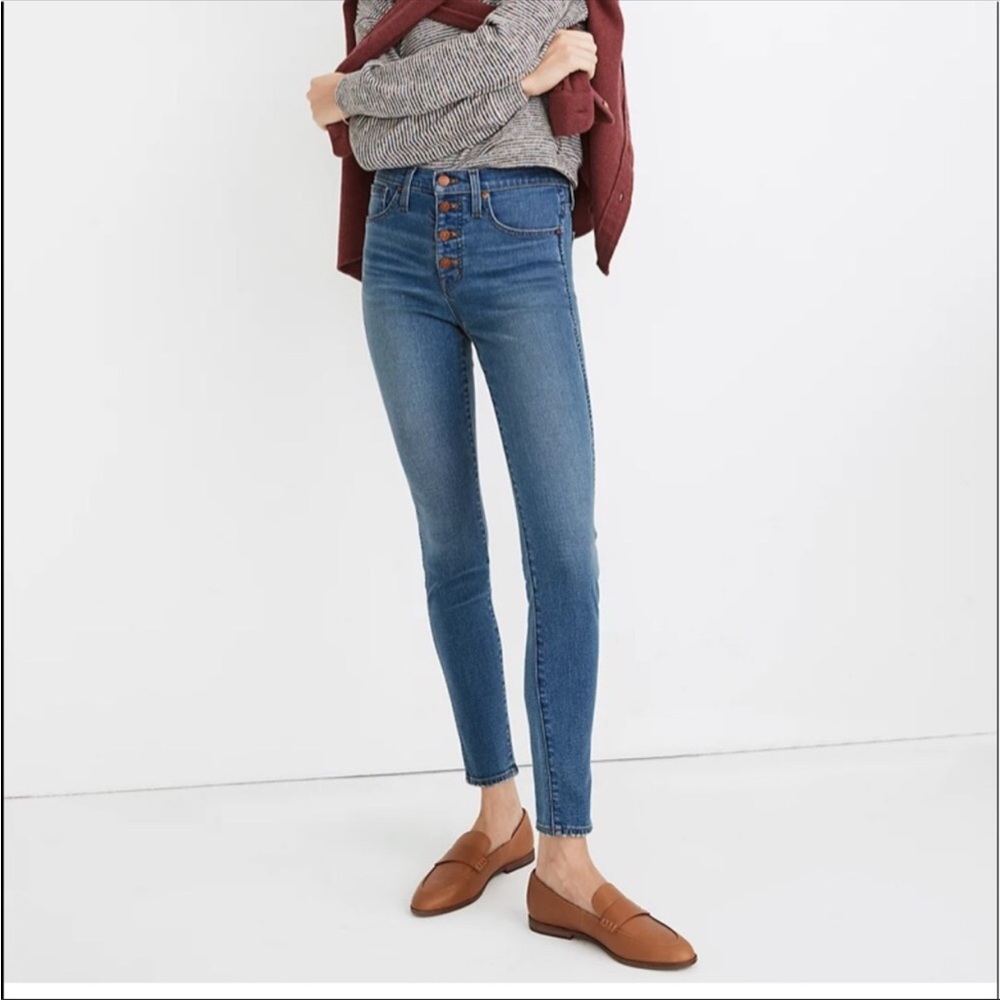 Madewell NWT 10” High Rise Skinny Button Fly Jeans Womens Size 27 Skater Preppy
